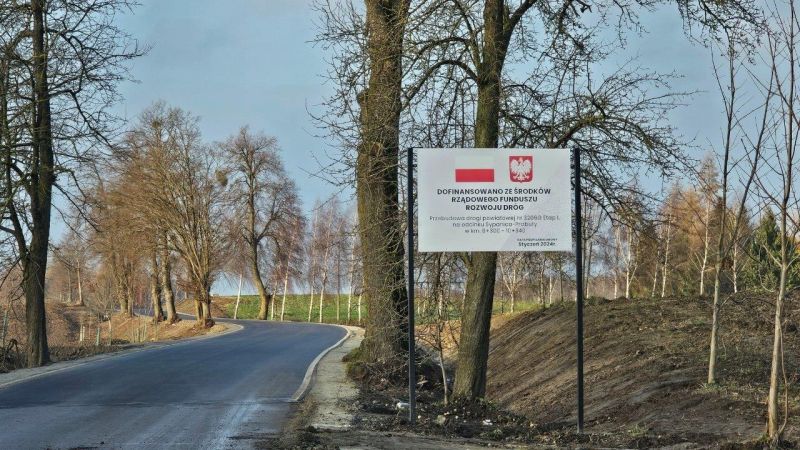 Droga nr 3206G po przebudowie, odc. nr 1, tablica informacyjna