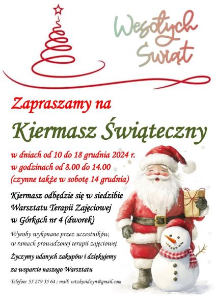 Plakat ilustracyjny do treści artykułu. Zawiera nazwę wydarzenia, świąteczną oprawę, oraz informację które podane są w treści artykułu.